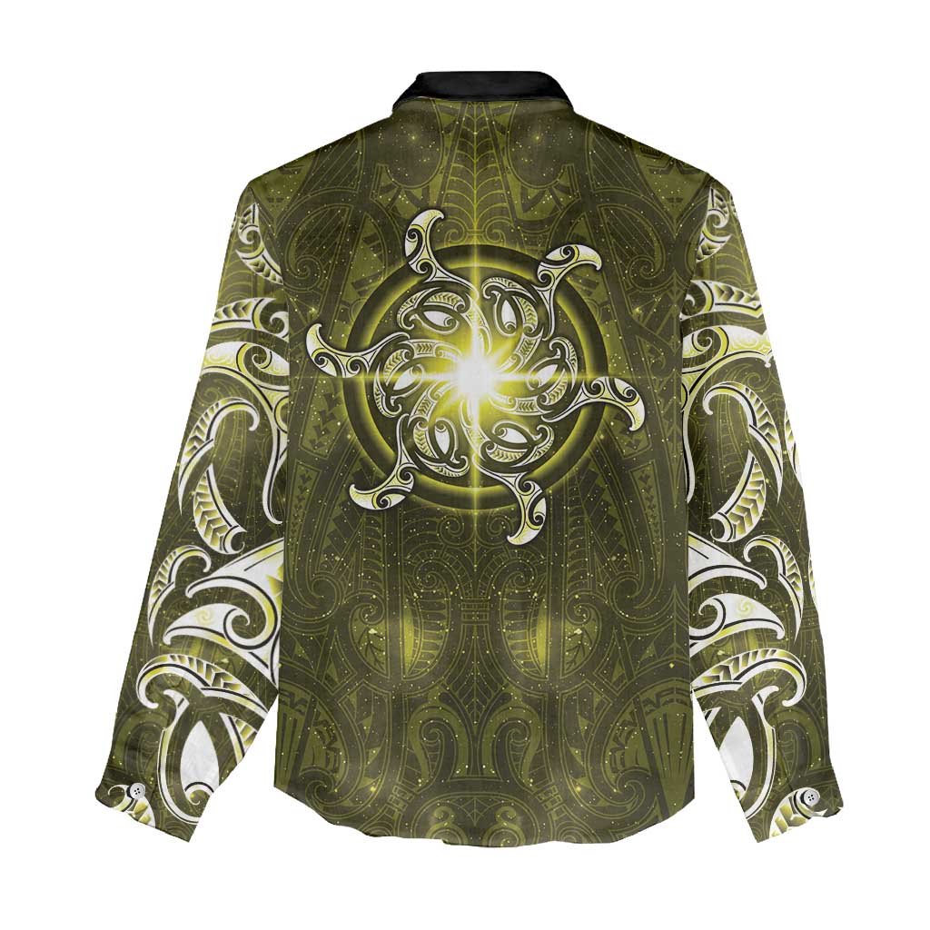 New Zealand Matariki Hiwaiterangi Women Casual Shirt Maori Moko Yellow Galaxy LT05 - Polynesian Pride