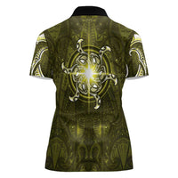 New Zealand Matariki Hiwaiterangi Women Polo Shirt Maori Moko Yellow Galaxy LT05 - Polynesian Pride