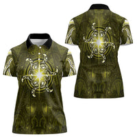 New Zealand Matariki Hiwaiterangi Women Polo Shirt Maori Moko Yellow Galaxy LT05 - Polynesian Pride