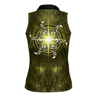 New Zealand Matariki Hiwaiterangi Women Sleeveless Polo Shirt Maori Moko Yellow Galaxy LT05 - Polynesian Pride