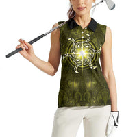 New Zealand Matariki Hiwaiterangi Women Sleeveless Polo Shirt Maori Moko Yellow Galaxy LT05 - Polynesian Pride