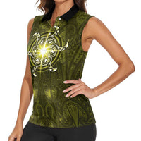 New Zealand Matariki Hiwaiterangi Women Sleeveless Polo Shirt Maori Moko Yellow Galaxy LT05 - Polynesian Pride