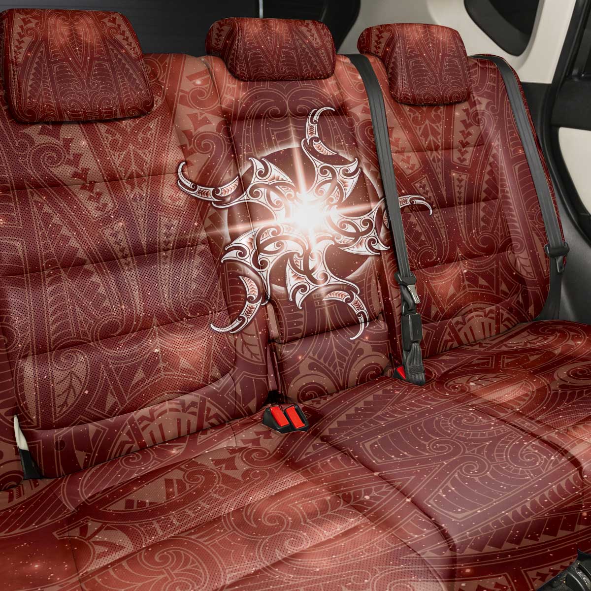 New Zealand Matariki Pohutukawa Back Car Seat Cover Maori Moko Red Galaxy