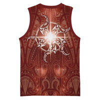 New Zealand Matariki Pohutukawa Basketball Jersey Maori Moko Red Galaxy