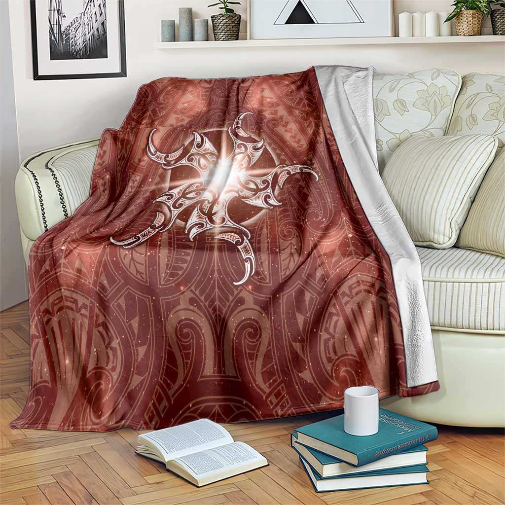New Zealand Matariki Pohutukawa Blanket Maori Moko Red Galaxy