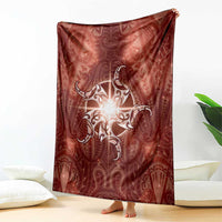 New Zealand Matariki Pohutukawa Blanket Maori Moko Red Galaxy
