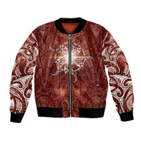New Zealand Matariki Pohutukawa Bomber Jacket Maori Moko Red Galaxy