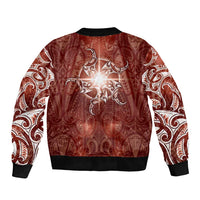 New Zealand Matariki Pohutukawa Bomber Jacket Maori Moko Red Galaxy