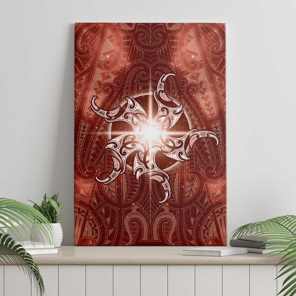 New Zealand Matariki Pohutukawa Canvas Wall Art Maori Moko Red Galaxy