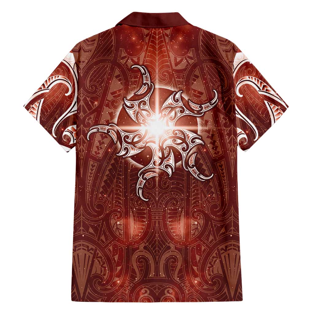 New Zealand Matariki Pohutukawa Family Matching Mermaid Dress and Hawaiian Shirt Maori Moko Red Galaxy LT05 - Polynesian Pride