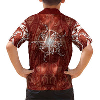 New Zealand Matariki Pohutukawa Kid Hawaiian Shirt Maori Moko Red Galaxy LT05 - Polynesian Pride