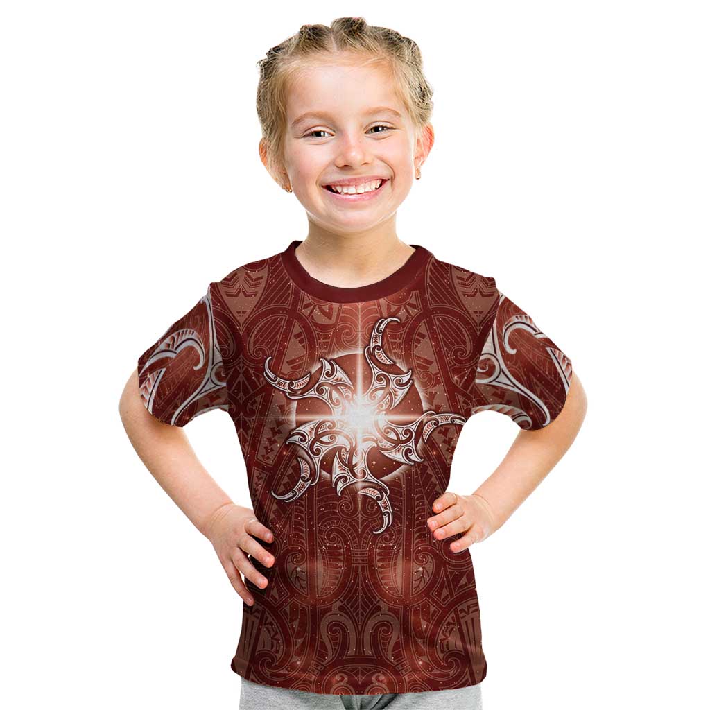 New Zealand Matariki Pohutukawa Kid T Shirt Maori Moko Red Galaxy