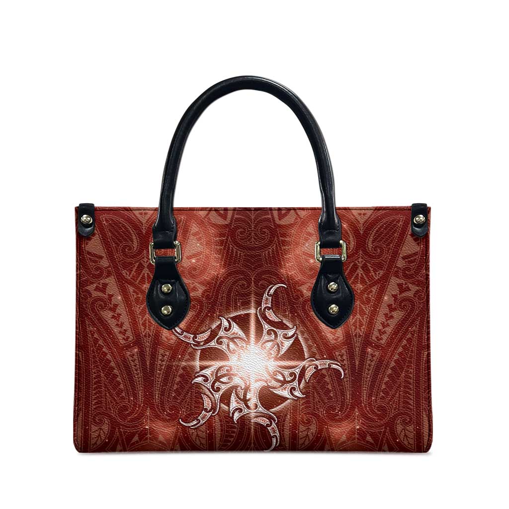 New Zealand Matariki Pohutukawa Leather Bag Maori Moko Red Galaxy