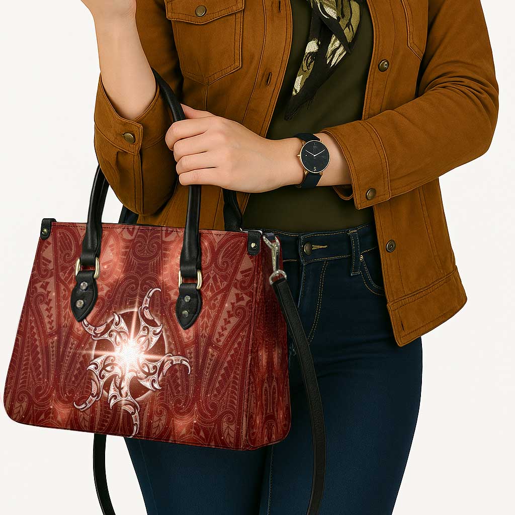 New Zealand Matariki Pohutukawa Leather Bag Maori Moko Red Galaxy