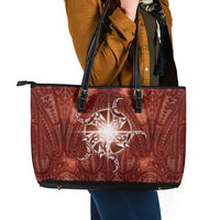 New Zealand Matariki Pohutukawa Leather Tote Bag Maori Moko Red Galaxy