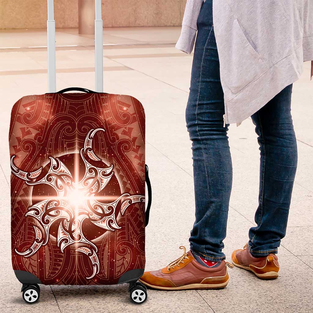 New Zealand Matariki Pohutukawa Luggage Cover Maori Moko Red Galaxy