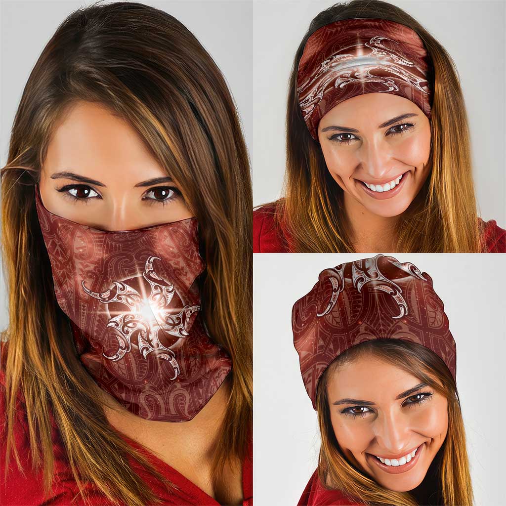 New Zealand Matariki Pohutukawa Neck Gaiter Maori Moko Red Galaxy