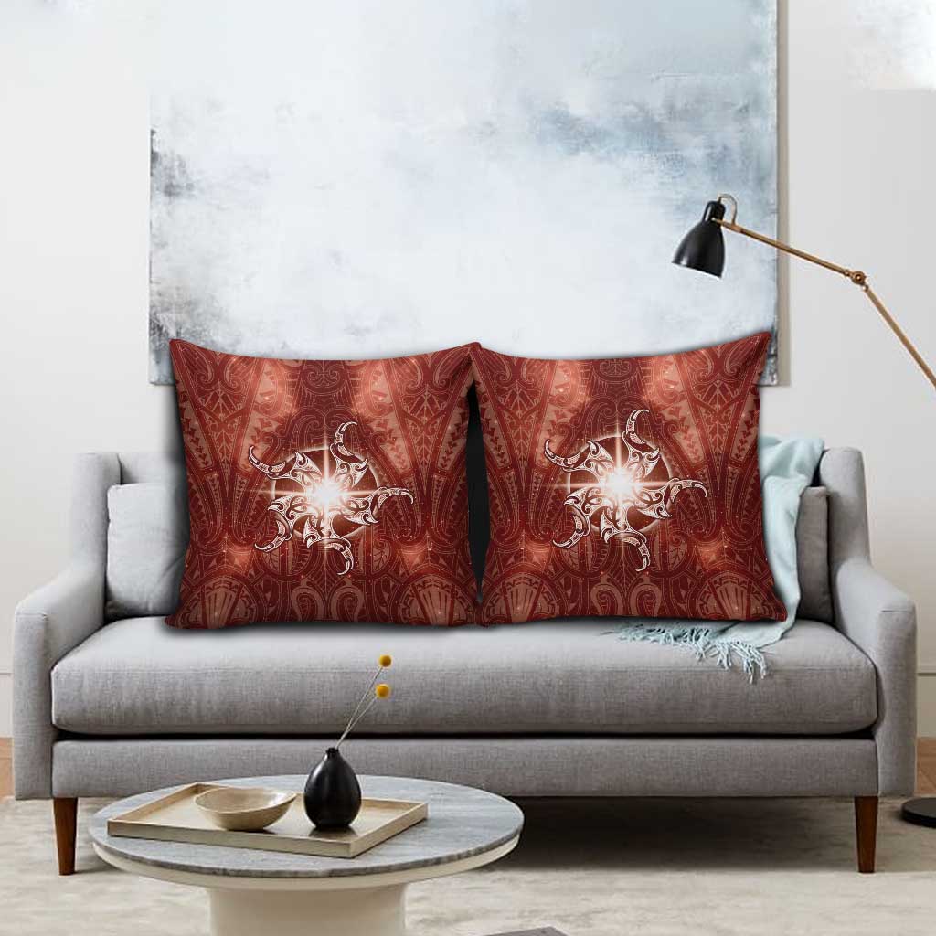 New Zealand Matariki Pohutukawa Pillow Cover Maori Moko Red Galaxy