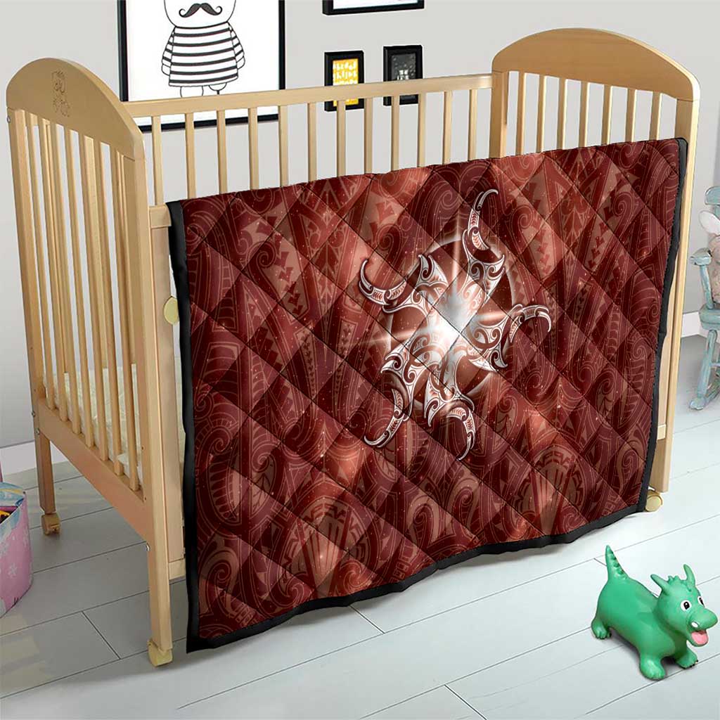 New Zealand Matariki Pohutukawa Quilt Maori Moko Red Galaxy