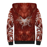 New Zealand Matariki Pohutukawa Sherpa Hoodie Maori Moko Red Galaxy