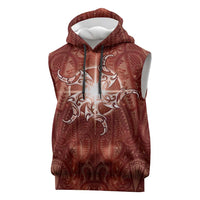 New Zealand Matariki Pohutukawa Sleeveless Hoodie Maori Moko Red Galaxy