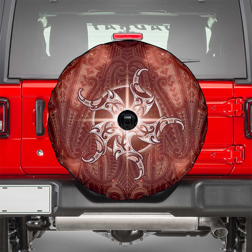 New Zealand Matariki Pohutukawa Spare Tire Cover Maori Moko Red Galaxy