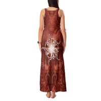 New Zealand Matariki Pohutukawa Tank Maxi Dress Maori Moko Red Galaxy