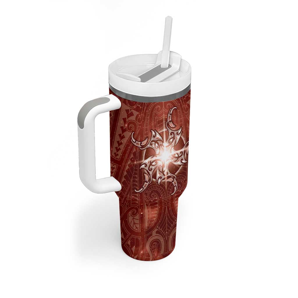 New Zealand Matariki Pohutukawa Tumbler With Handle Maori Moko Red Galaxy