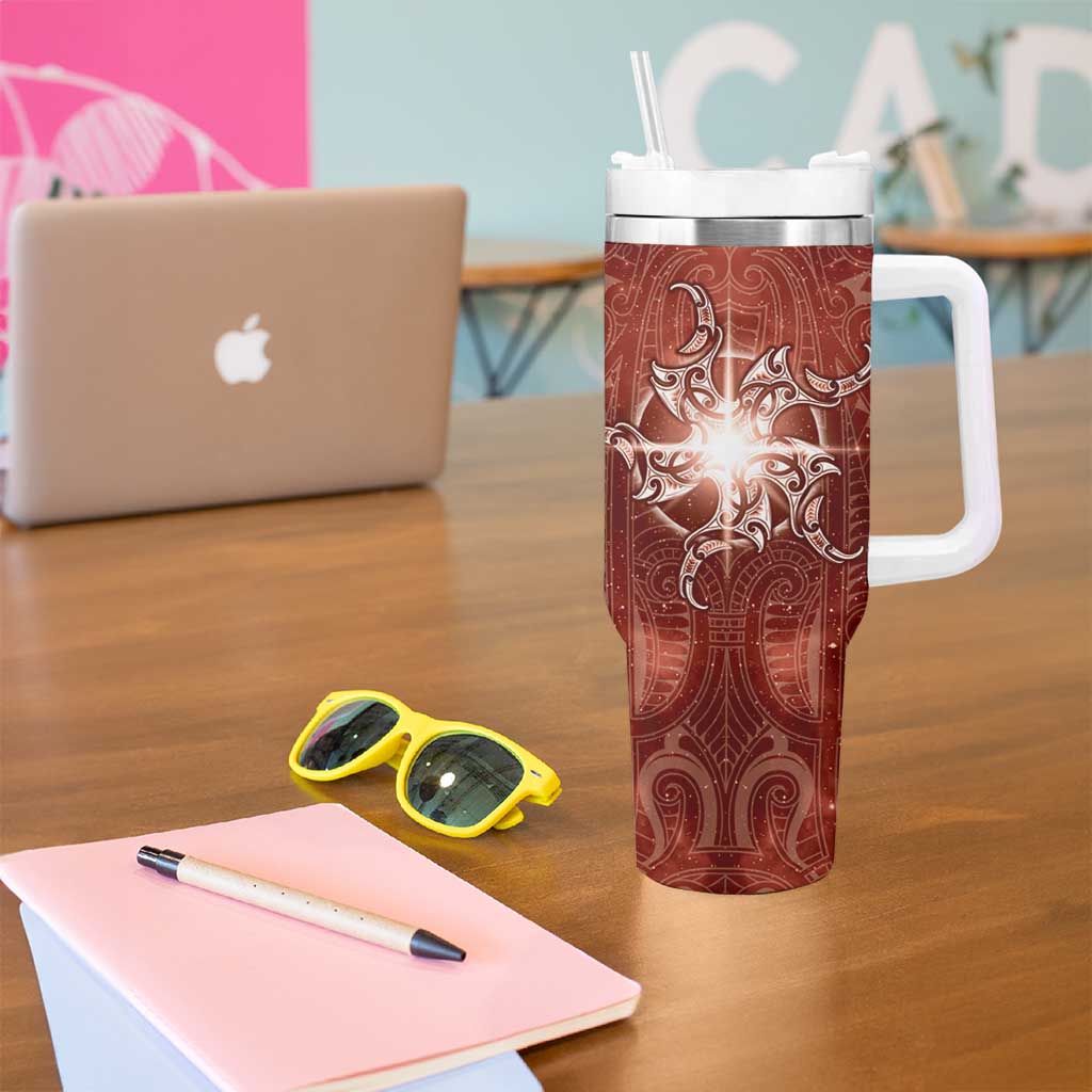 New Zealand Matariki Pohutukawa Tumbler With Handle Maori Moko Red Galaxy