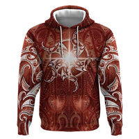 New Zealand Matariki Pohutukawa Zip Hoodie Maori Moko Red Galaxy