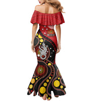 Papua New Guinea And Australia Aboriginal Family Matching Mermaid Dress and Hawaiian Shirt Bird Of Paradise And Kangaroo Together LT05 - Polynesian Pride