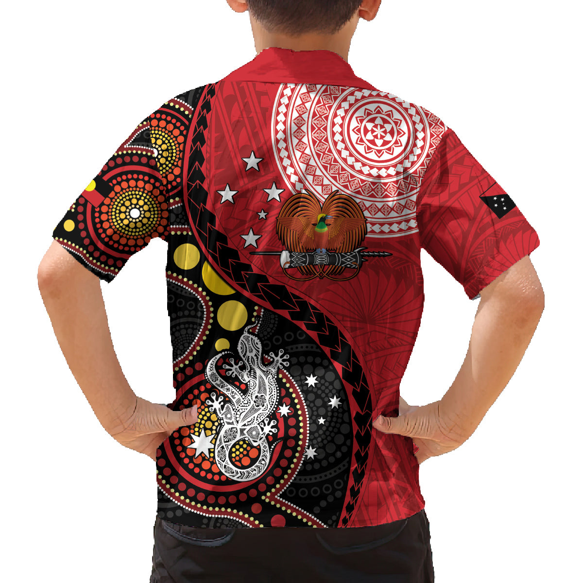 Papua New Guinea And Australia Aboriginal Family Matching Puletasi and Hawaiian Shirt Bird Of Paradise And Kangaroo Together LT05 - Polynesian Pride