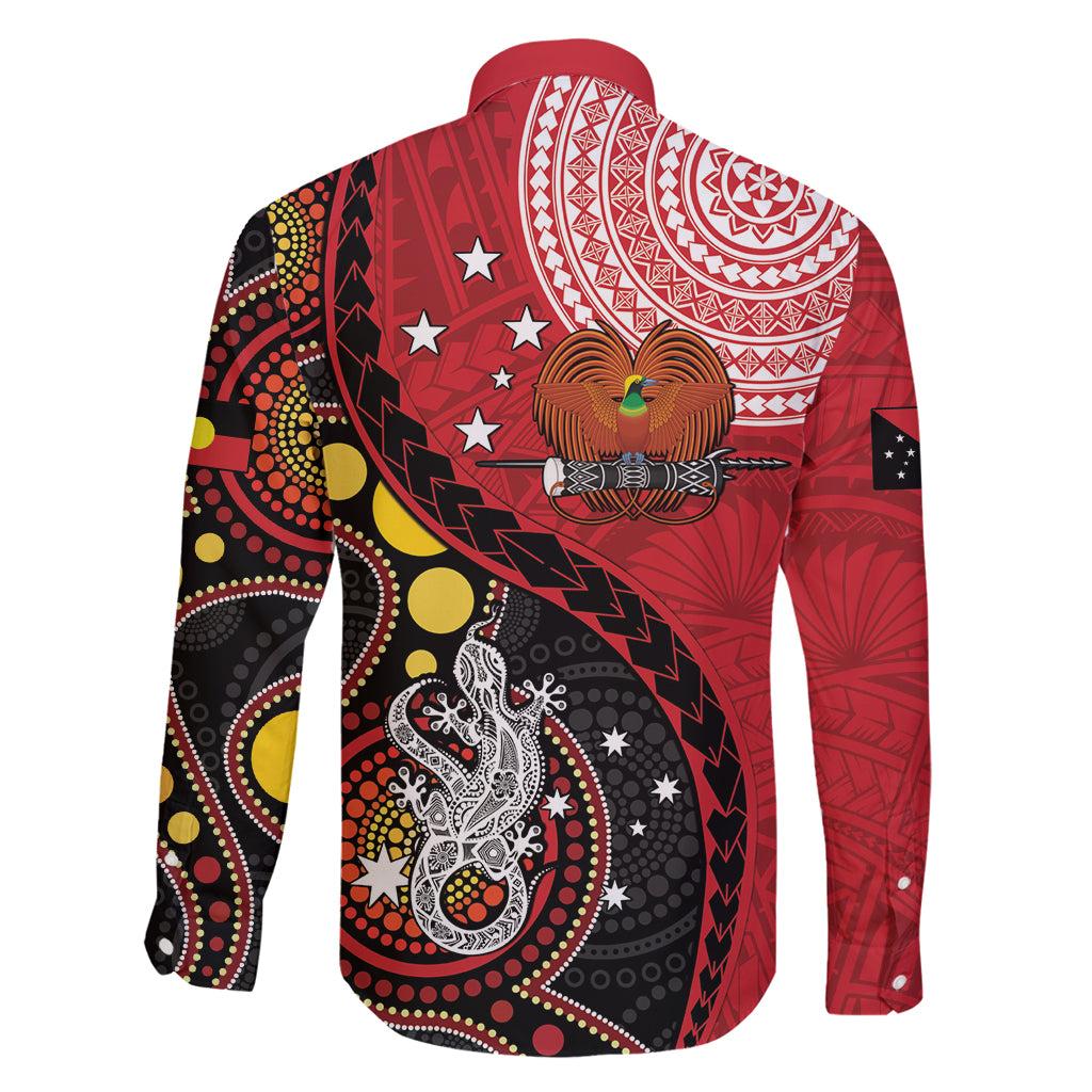Papua New Guinea And Australia Aboriginal Family Matching Tank Maxi Dress and Hawaiian Shirt Bird Of Paradise And Kangaroo Together LT05 - Polynesian Pride