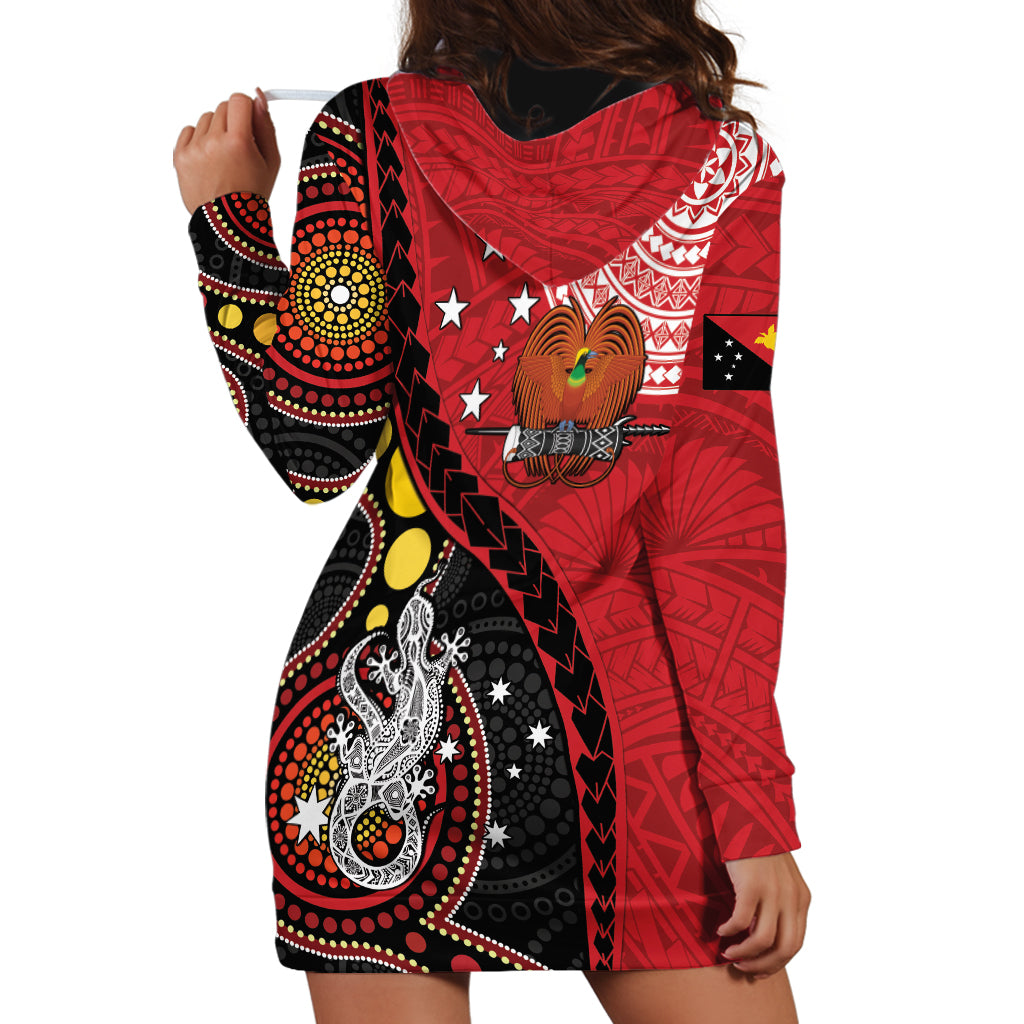 Papua New Guinea And Australia Aboriginal Hoodie Dress Bird Of Paradise And Kangaroo Together LT05 - Polynesian Pride