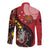 Papua New Guinea And Australia Aboriginal Long Sleeve Button Shirt Bird Of Paradise And Kangaroo Together