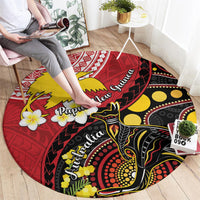 Papua New Guinea And Australia Aboriginal Round Carpet Bird Of Paradise And Kangaroo Together LT05 - Polynesian Pride