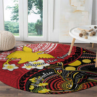 Papua New Guinea And Australia Aboriginal Round Carpet Bird Of Paradise And Kangaroo Together LT05 - Polynesian Pride