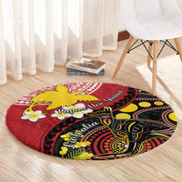 Papua New Guinea And Australia Aboriginal Round Carpet Bird Of Paradise And Kangaroo Together LT05 - Polynesian Pride