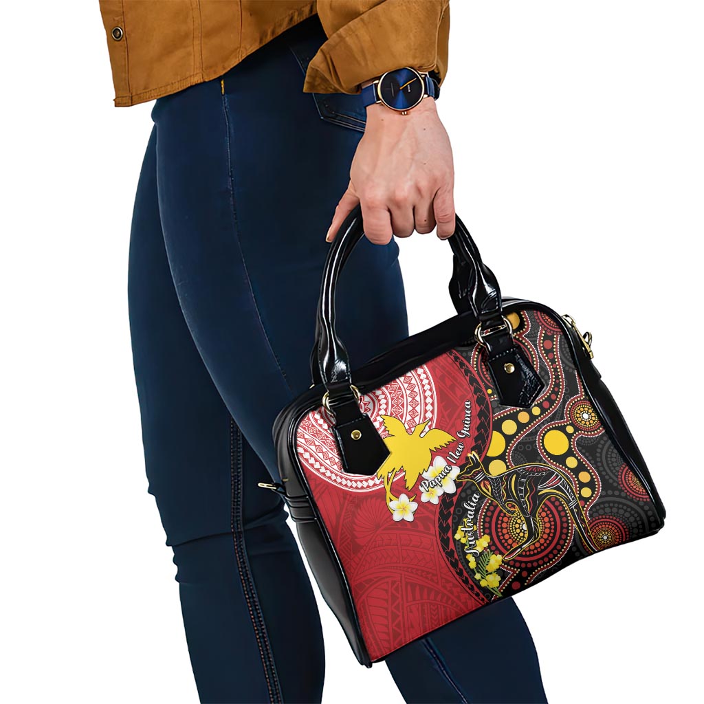Papua New Guinea And Australia Aboriginal Shoulder Handbag Bird Of Paradise And Kangaroo Together