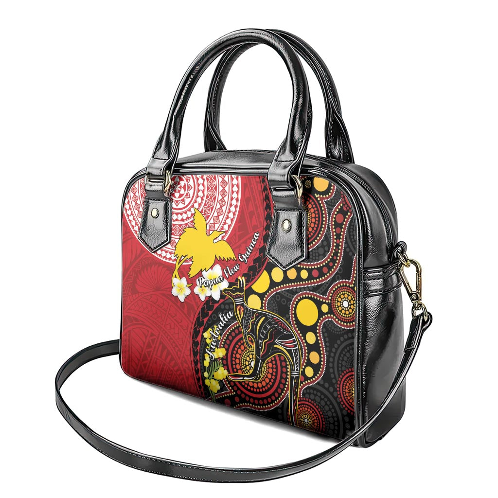 Papua New Guinea And Australia Aboriginal Shoulder Handbag Bird Of Paradise And Kangaroo Together