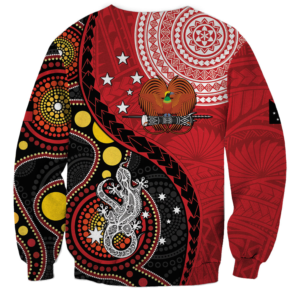 Papua New Guinea And Australia Aboriginal Sweatshirt Bird Of Paradise And Kangaroo Together