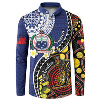 Samoa And Australia Together Button Sweatshirt Aboriginal Mix Polynesian