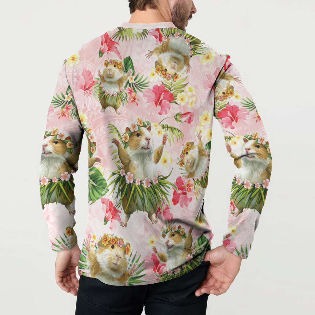 Hawaii Guinea Hula Pig Button Sweatshirt Funny Tropical Style
