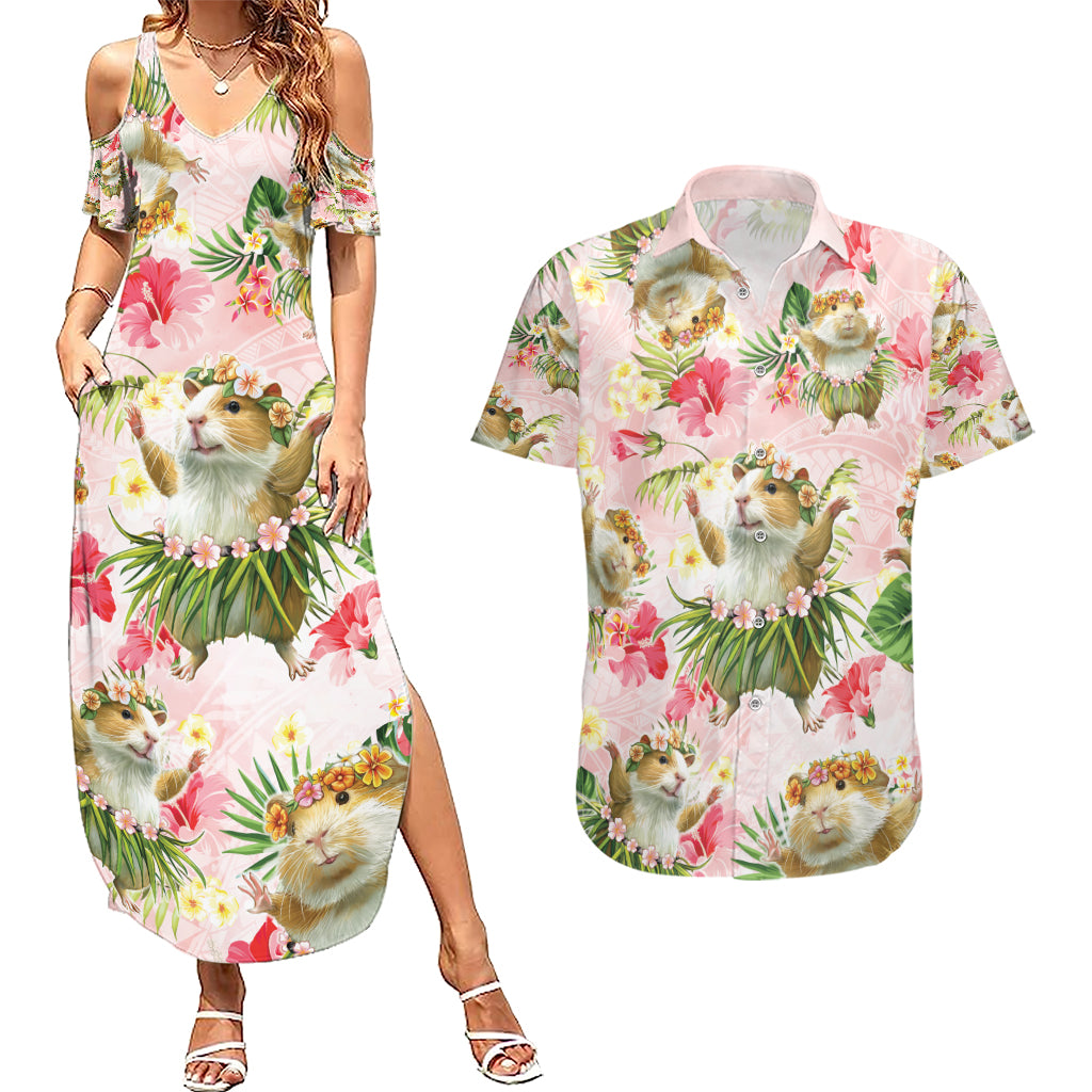 Hawaii Guinea Hula Pig Couples Matching Summer Maxi Dress and Hawaiian Shirt Funny Tropical Style