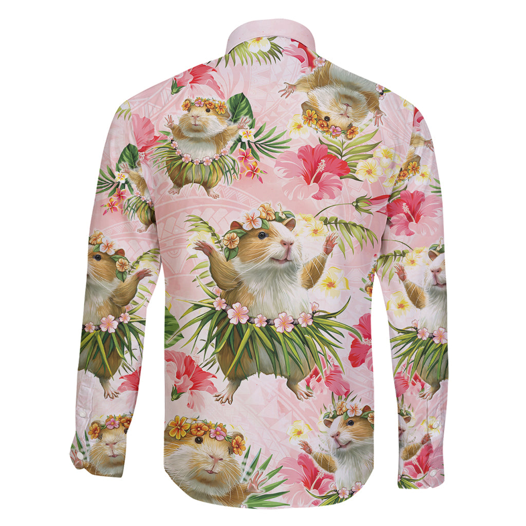 Hawaii Guinea Hula Pig Family Matching Long Sleeve Bodycon Dress and Hawaiian Shirt Funny Tropical Style