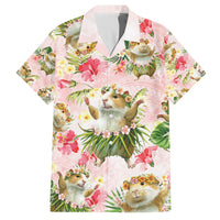 Hawaii Guinea Hula Pig Family Matching Off The Shoulder Long Sleeve Dress and Hawaiian Shirt Funny Tropical Style LT05 Dad's Shirt - Short Sleeve Pink - Polynesian Pride