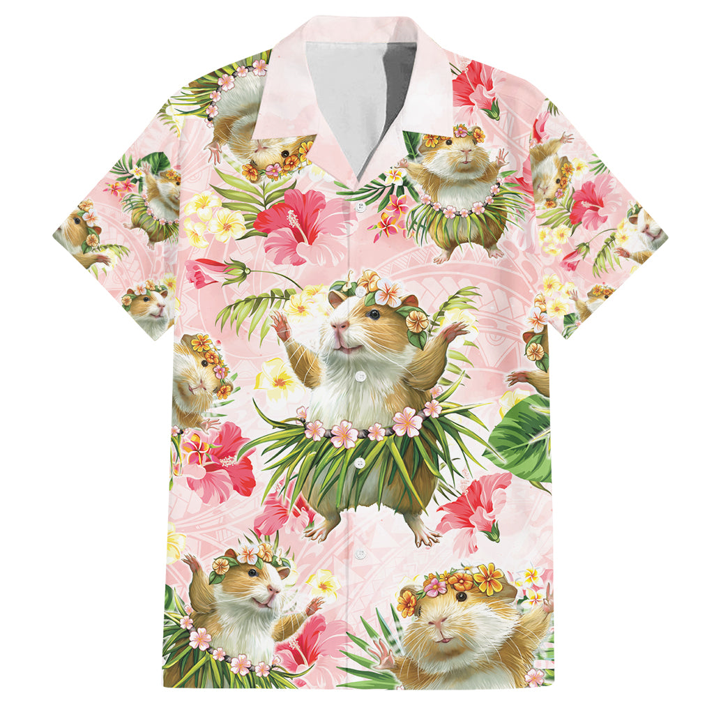 Hawaii Guinea Hula Pig Family Matching Tank Maxi Dress and Hawaiian Shirt Funny Tropical Style LT05 Dad's Shirt - Short Sleeve Pink - Polynesian Pride