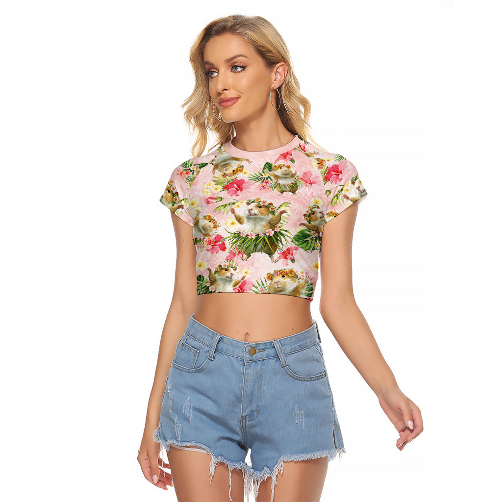 Hawaii Guinea Hula Pig Raglan Cropped T Shirt Funny Tropical Style