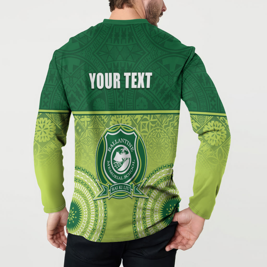 Personalised Ballantine Memorial School Button Sweatshirt With Fijian Tapa Pattern