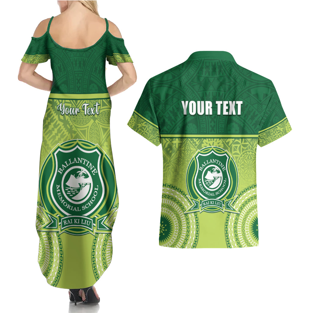 Personalised Ballantine Memorial School Couples Matching Summer Maxi Dress and Hawaiian Shirt With Fijian Tapa Pattern